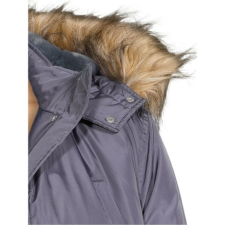 Women's anorak jacket top with fur hood