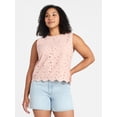 thumbnail image 3 of Time and Tru Women's and Women's Plus Sleeveless Cotton Eyelet Top, Sizes XS-4X, 3 of 6
