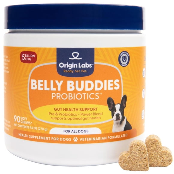 Probióticos para perros Origin Labs Belly Buddies 5 mil millones de UFC sabor tocino