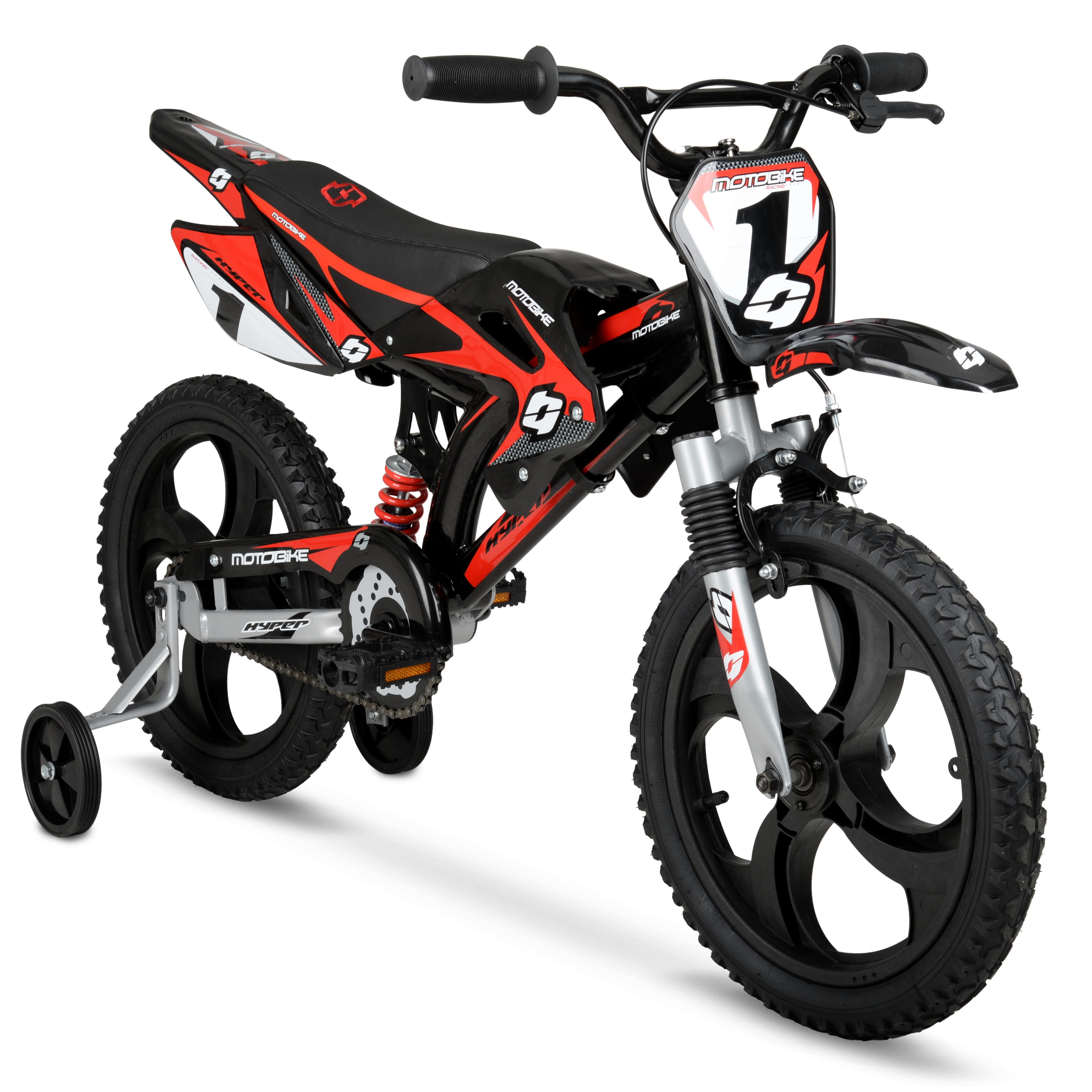 Black/Red Hyper 16" Mag Wheels Motobike Kids Bike 