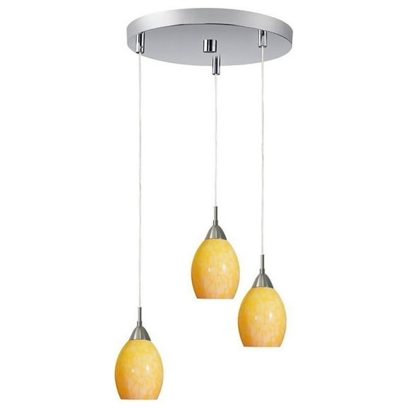 Woodbridge Lighting Art Glass 3-Light Pendant in Duvet/Satin Nickel