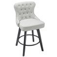 thumbnail image 5 of BARNUT Counter Stools,26" 360 Free Swivel Barstools with Nail Head and Back, Bar Stools with Solid Wood Legs for Kitchen Island and Bar,Set of 2,Performance Fabric in Beige Gray, 5 of 5