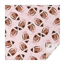 Pink Footballs with Bows Pattern Square Tablecloth,Waterproof Square Table Cover,Wipeable Spillproof Washable Table Cover for Home Kitchen Party Decor 52"x52"(132x132cm)