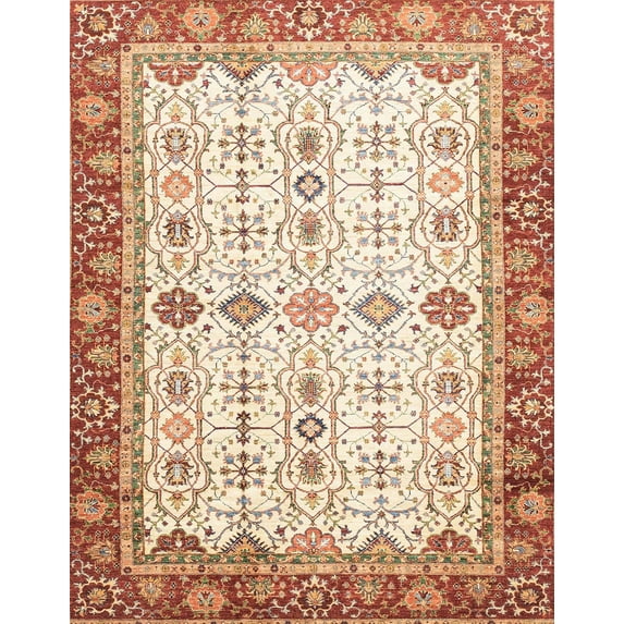 Ahgly Company Indoor Rectangle Abstract Red Oriental Area Rugs, 7' x 9'