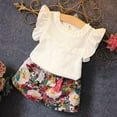 thumbnail image 4 of Toddler Baby Girl Ruffle Short Sleeve T-Shirt Tops and Floral Shorts Outfits Clothes, 4 of 9