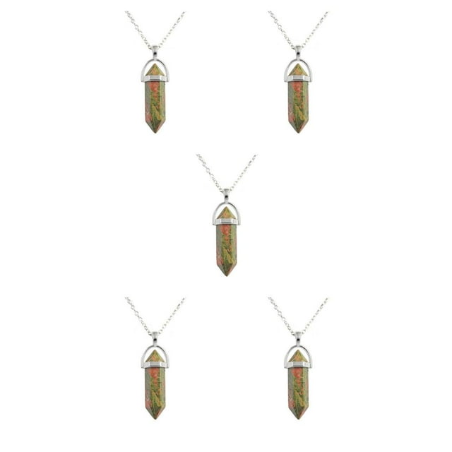 QualitChoice Hexagon Column Charm Exquisite Women Men Making Findings Handmade Anniversary Hanging Pendants Colorful Crystal Unakite 5Set