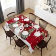 thumbnail image 6 of Red Snowman Christmas Table Cloth Waterproof Tablecloths, Xmas Tree Snowflake Ball Poinsettia Tablecloth Dining Table Cover for Kitchen Party Tabletop Outdoor, Rectangle Tablecloth 54x108 Inch, 6 of 9