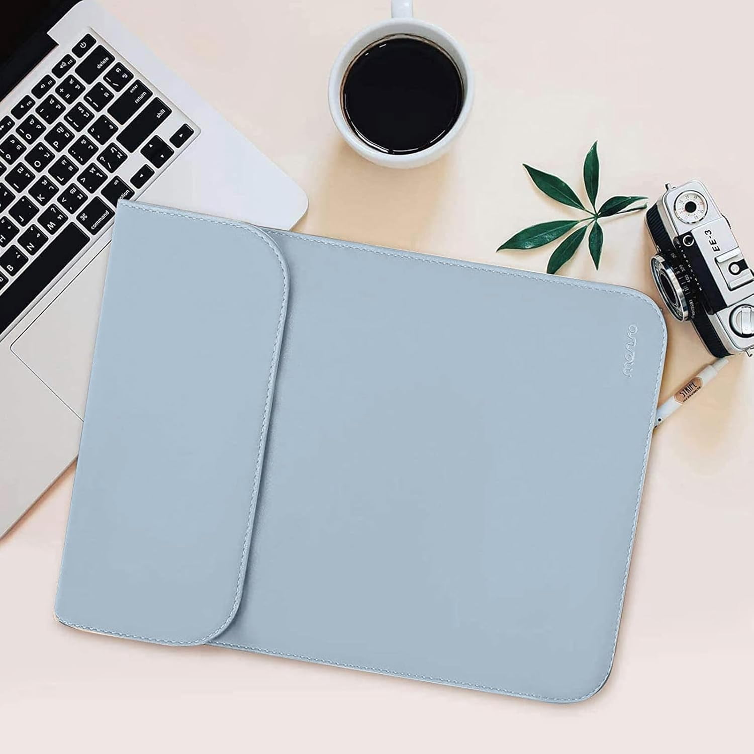 MOSISO 13" Leather Laptop Sleeve Compatible with MacBook/Air/Pro & iPad, Soft Shockproof Case with Accessory Bag