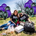 thumbnail image 2 of PMU Balloons PartyTex 11in Premium Purple and Black with All-Over Print Green Leaves Pkg/12, 2 of 7
