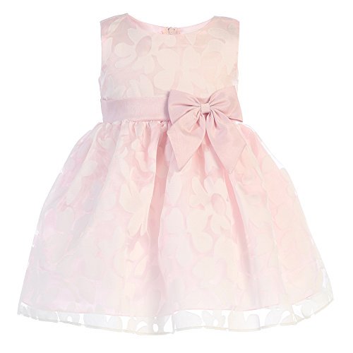 Girls Burnout Floral Design On Organza Easter Spring Dress 3T, Pink