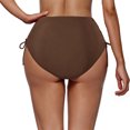 thumbnail image 4 of High Waisted Drawstring Pleated Swimsuit for Women, Nylon Spandex Blend, Removable Padded Bra, High Cut Leg, Solid Color, Beach Pool Swimming, 4 of 6