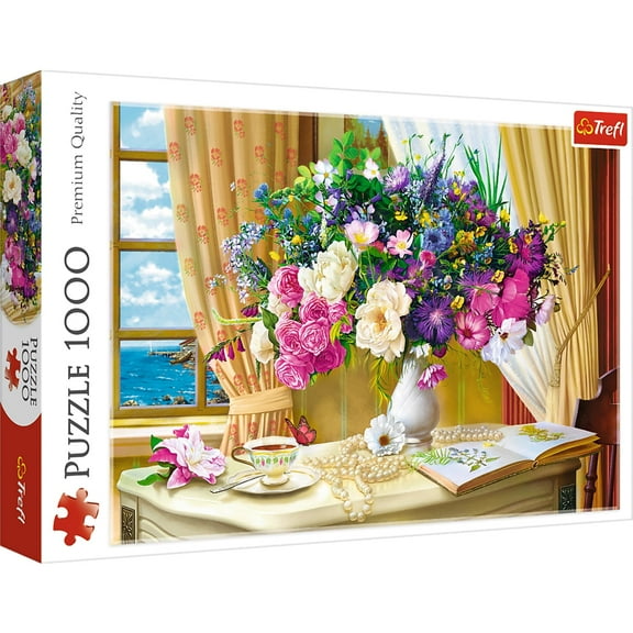 1000 Piece Jigsaw Puzzle, Flowers in The Morning, Painting Puzzle, Plants and Flower Puzzle, Adult Puzzles, Trefl 10526