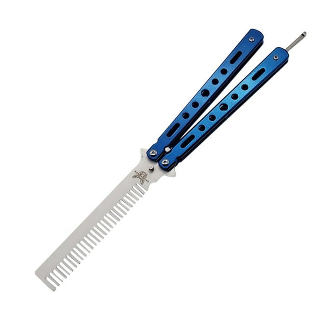 YOPTOP Foldable Comb Practice Training Butterfly Knife Hairdressing Tool (Green),blue