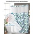 thumbnail image 6 of No Hook Shower Curtain with Snap-in Liner, Blue Starfish Anchor Waterproof Fabric Bathroom Curtains, Summer Coastal Teal Waves Stripe Bath Curtains & Mesh Top Window 72"x84" Long, 6 of 9