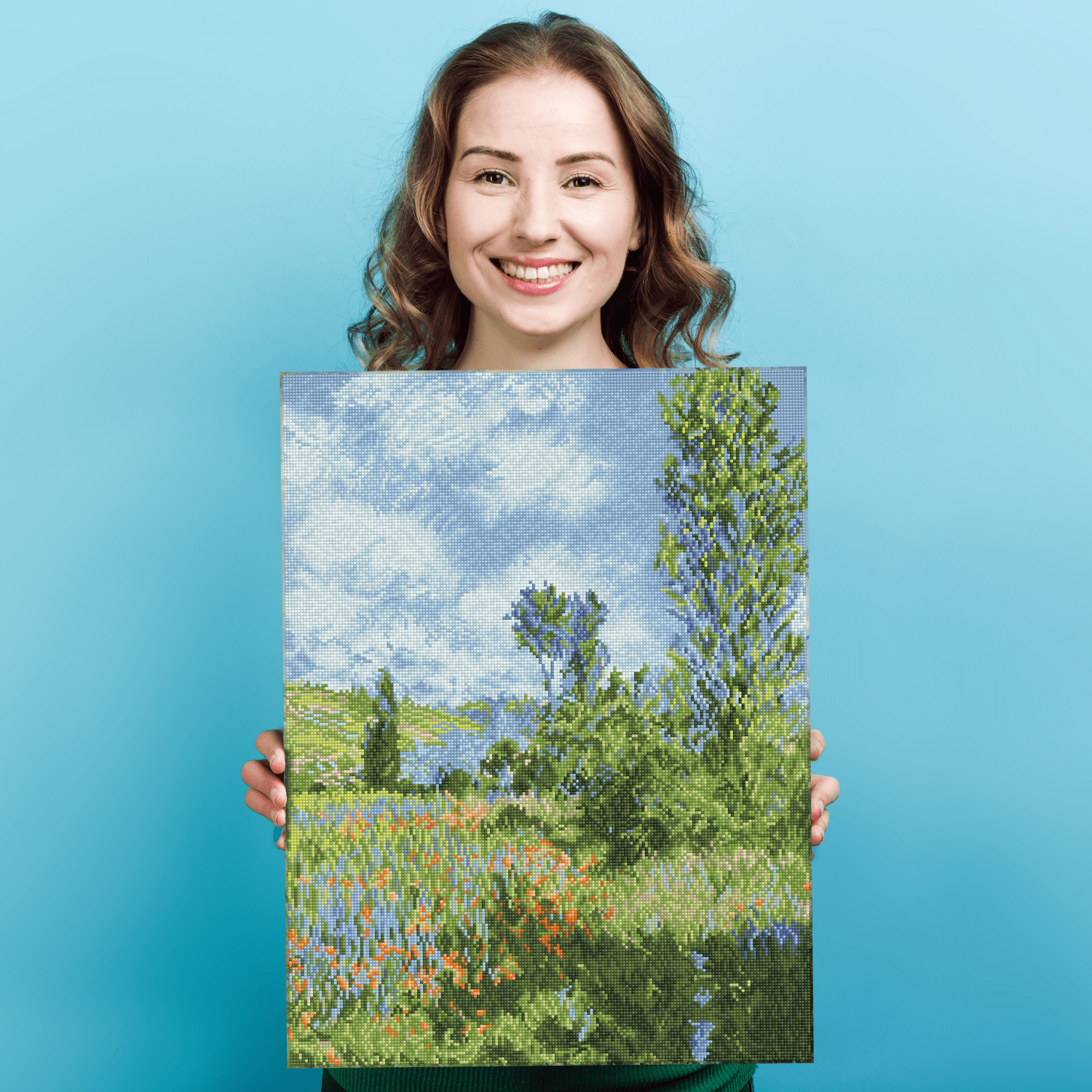 Diamond Dotz View of Vetheuil (apres Claude Monet) Landscape Diamond Painting Kits for Adults - Diamond Art Kits a Relaxing Creative Craft Kit with Dotz Gems   26"x19.7"