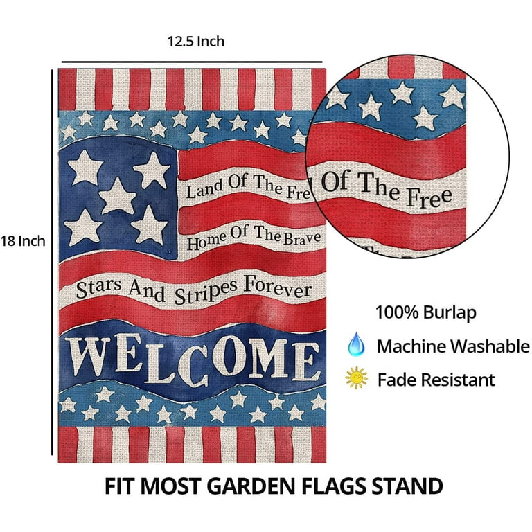 Happy July 4 Burlap Banner Flag Set United We Stand Patriotic Outdoor Home Decor Happy July 4 Burlap Banner Flag Set United We Stand Patriotic Outdoor Home Decor