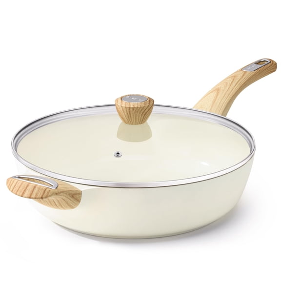 Sartén SENSARTE de cerámica antiadherente de 33,78 cm con tapa, 6 L, inducción
