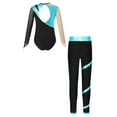 thumbnail image 2 of YIZYIF Kids Girls Athletic Workout Outfit Long Sleeve Cutout Back Leotard with Pants Gymnastics Leotard with Leggings Suit Blue Green 8, 2 of 5