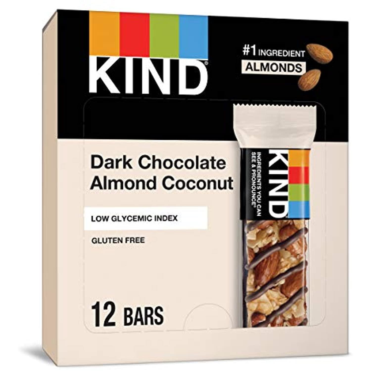Kind Bars Low Glycemic Index Gluten Free Bars 1.4 Oz, Dark Chocolate
