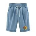thumbnail image 2 of Tdoqot Bermuda Shorts for Women- Cotton linen Knee Length Plus Size Casual Womens Shorts Blue Size 12, 2 of 5