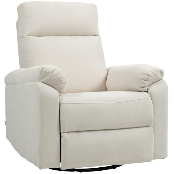 HOMCOM Wide Swivel Rocker Recliner, Overstuffed Reclining Sofa, Cream
