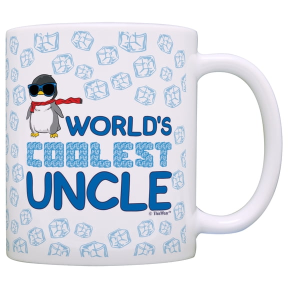 ThisWear Father's Day Gifts World's Coolest Uncle Penguin 11 ounce Coffee Mug