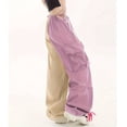 thumbnail image 7 of Karymi Wide Leg Pants Woman Two-Tone Color Block Cargo Pants, Elastic Drawstring High Waist Multi Pockets Adjustable Cuff Baggy Wide Leg Streetwear Trousers, 7 of 7