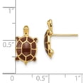 thumbnail image 3 of 14k Yellow Gold with  Brown Enamel Sea Turtle Post Earrings, 3 of 7