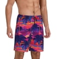 thumbnail image 2 of Xecao Retro Palms Print Men's Sleepwear Shorts Pajama Bottom Lounge Short nightwear with Convenient Pockets for Relaxed Home Wear-3X-Large, 2 of 6