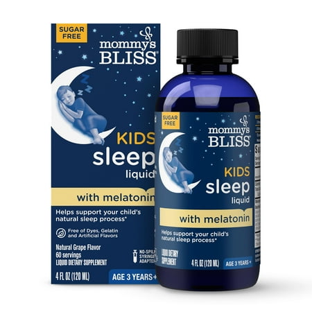 Mommy's Bliss Kids Sleep Liquid, Melatonin, Kids 3 Yrs +, Natural Grape, over-the-Counter. 4 fl oz