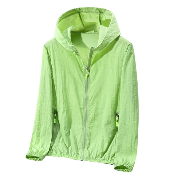 Sahpxhe Sun Protection Jackets for Men Casual Loose Lightweight Athletic Hoodie with Zipper Pockets for Running Fishing Green XXXXXL
