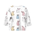 thumbnail image 4 of LTTVQM Girls 2026 Easter Shirts 3/4 Sleeve Happy Eggs Bunny Graphic T Shirts Comfy Round Neck Blouse Fashion Clothing White 3-4 Years, 4 of 5