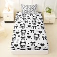 thumbnail image 3 of Castle Fairy Gothic Kawaii Coquette Skull Twin Sheets 3pcs,Cartoon Bow Heart Bedding,White Black,1 Fitted Sheet,1 Flat Sheet and 1 Pillowcase, 3 of 6