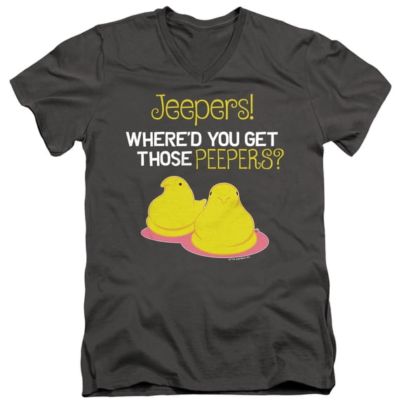 Easter Jeepers Where'd You Get Those Peepers Unisex Adult V-Neck T Shirt (2X-Large) Charcoal