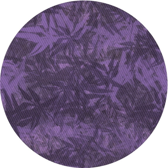 Ahgly Company Indoor Round Patterned Purple Iris Purple Area Rugs, 5' Round