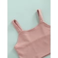 thumbnail image 6 of Chollius Toddler Girls Summer Outfits Solid Color Ribbed Sleeveless Crop Tops Elastic Waist Flare Pants 2Pcs Set, 6 of 9