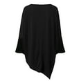 thumbnail image 5 of IROINNID Womens Plus Size Tops Home Plus Size Round Neck Solid Long Sleeve Irregular Sweatshirt Loose Print Pullover Tops Blouse,Black, 5 of 7