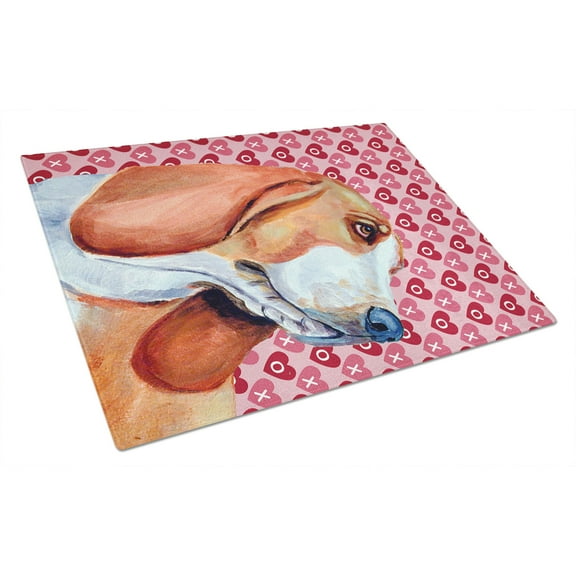 Caroline's Treasures Basset Hound Hearts Love and Valentine's Day Portrait Glass Cutting Board Large