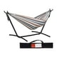 thumbnail image 5 of Soporte para hamaca, soporte doble para hamaca, soporte portátil de Metal resistente antivuelco para ahorrar espacio, para balcón, Camping y exterior Con hamaca de cafe, 5 of 8