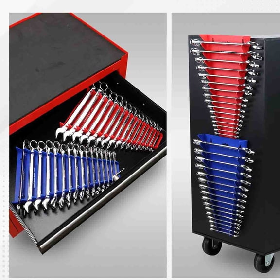 Magnetic Wrench Organizer, 32-Slot Wrench Rack Holder Tool Trays for Toolboxes Drawer Storage, SAE & Metric
