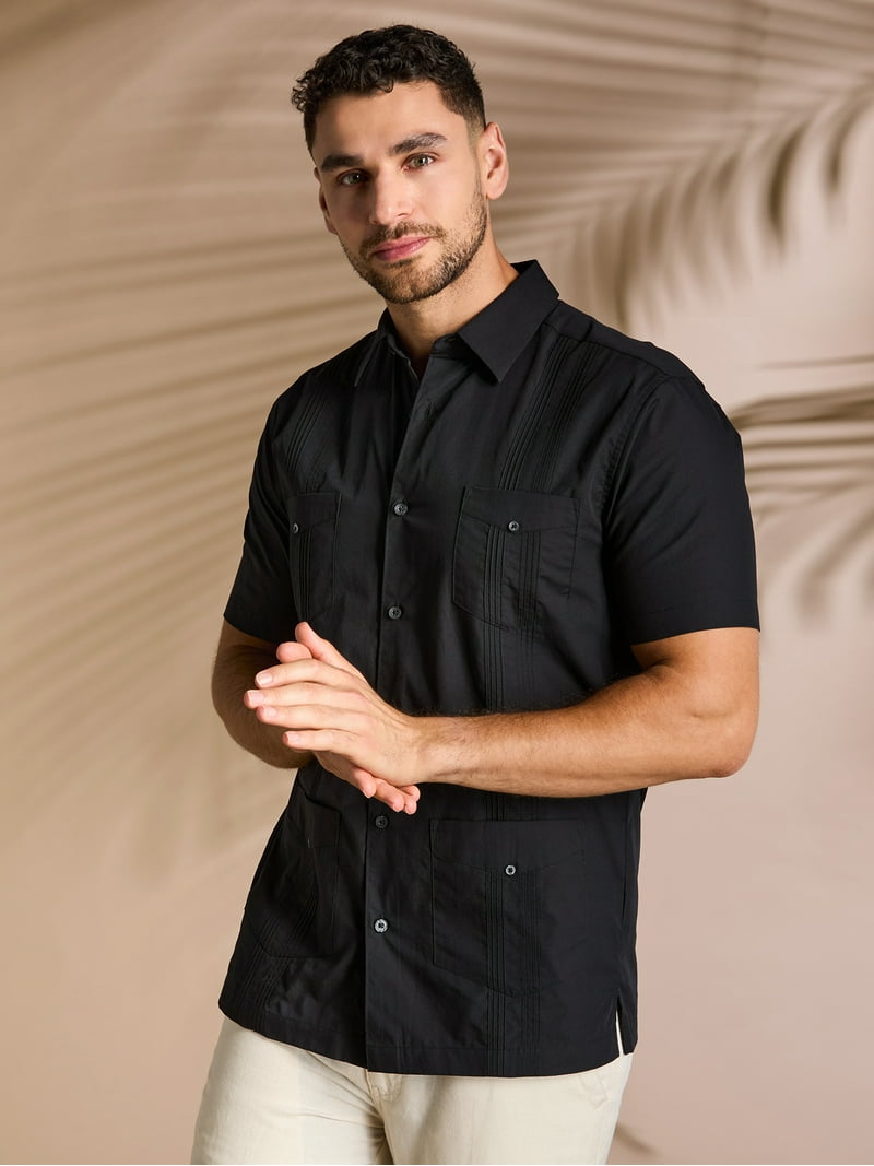 Cafe Luna Men's & Big Men's Cuban Guayabera Shirt with Pintucks