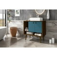 thumbnail image 5 of Liberty Wood 32" Bathroom Vanity Sink & 2 Shelves in Rustic Brown & Aqua Blue, 5 of 7