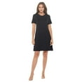 thumbnail image 5 of Women's Short Sleeve Midi T-Shirt Dress, Casual Loose Swing Tunic Dress, Summer 2024(Black 1X Plus Size), 5 of 6
