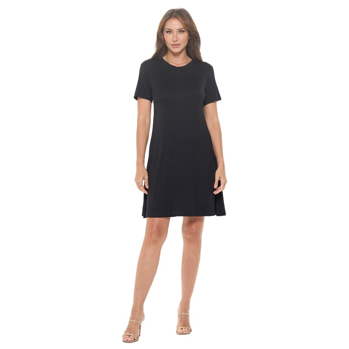 Black X-Large Size Women's Short Sleeve Mini Casual T-Shirt Dress, Round  Neck, Flowy, Summer Dresses - Walmart.com