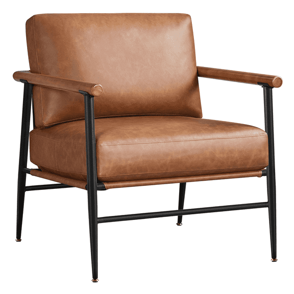 Yaheetech Modern Accent Chair with Metal Frame & Seat Cushion, Ivory