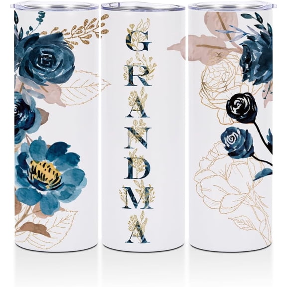 Grandma Gifts Stainless Steel Straight 20 Oz Tumbler, Grandma Birthday Gifts Water Bottle, Mother''s Day & Christmas Skinny Coffee Mug Insulated Cup