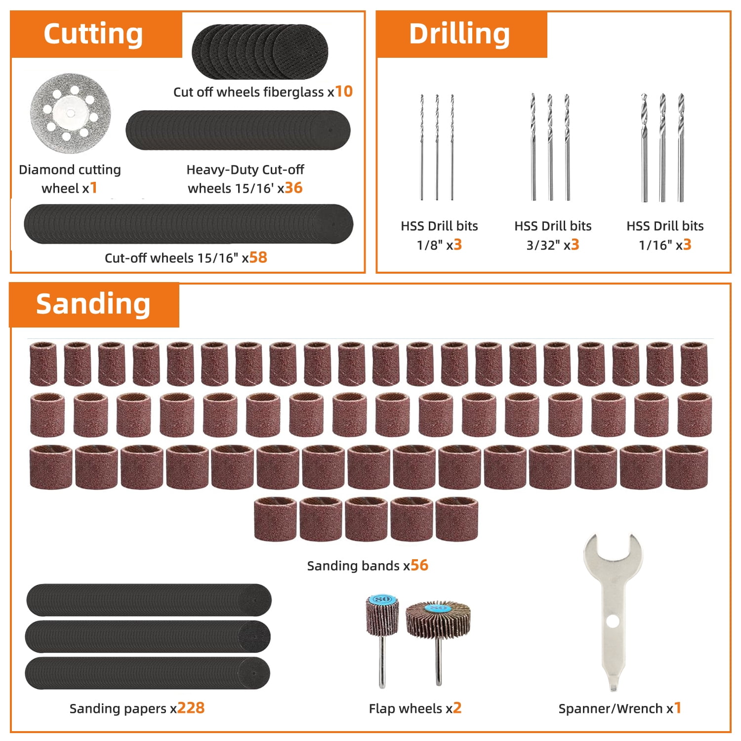 516PCS Rotary Tool Accessories Kit, Rotary Tool Bits for Easy Cutting, 1/8-in Shank Rotary Tool Kit, Sanding, Grinding, Carving, Polishing, Drilling and Engravingm，Grinding with Portable Storage Case