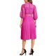 thumbnail image 3 of INSPIRE CHIC Vestido de Mujer Floral de Encaje Transparente con Mangas 3/4, Cinturón, Panel A-Line, Vestido Plisado S Color Rosa Fucsia, 3 of 6
