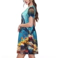 thumbnail image 2 of Naloa Colorful Underwater Shark Print Womens Summer A-Line Dress with Pockets,Short Sleeve Dresses,Flowy Beach Swing Dress for Vacation Travel, 2 of 6