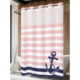 thumbnail image 4 of Anchor Pink No Hook Shower Curtain Waterproof, Bathroom Curtains with Snap in Liners and See Through Top Window, Modern Navy Blue White Striped Nautical Hotel Style Bathtub Curtains Shower 48"Wx72"L, 4 of 8